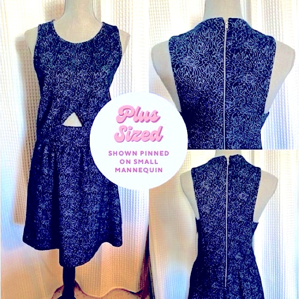 Sparkly Plus Size Dress Dark Blue Black sleeveless 2xl silver accents XXL